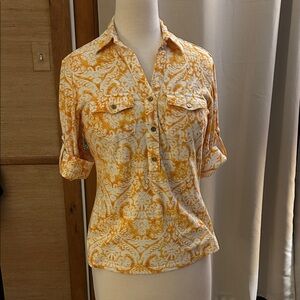 Elegant Orange Patterned Blouse